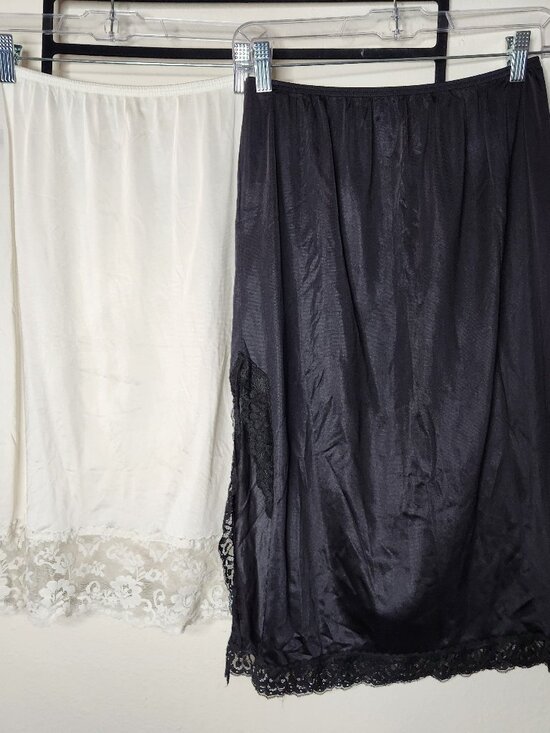 Sabrina Other - Vintage Lot of Skirts Small & Medium Black White Satin Lace Trim Skirts